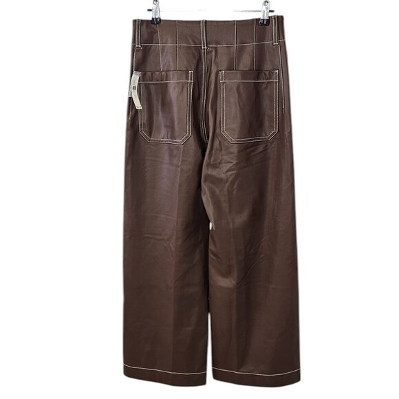 Anthropologie Maeve The Colette Cropped Wide Leg Pant,Faux-Leather, Stitch, 27 - Picture 3 of 10